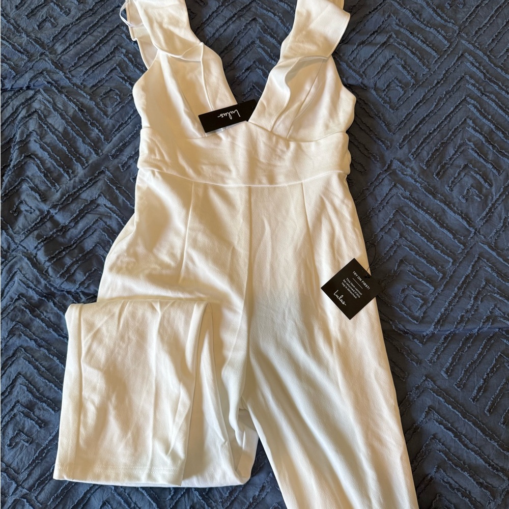Lulu's Chic White Wedding Jumpsuit